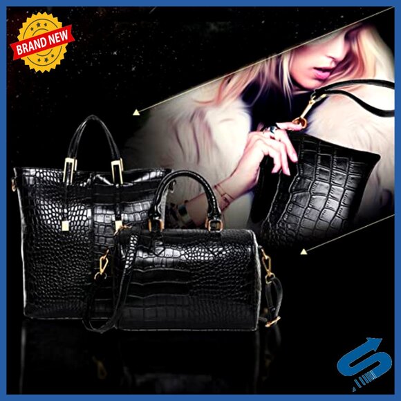 3PCS Purses for Women Tote Purse, Women 3-Piece Leather Handbag Set with Top Handle Satchel and Wristlet Wallet